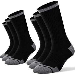 FITRELL Crew Socks Mens Size XL Black 6 Pack Cushioned Work Boot Athletic